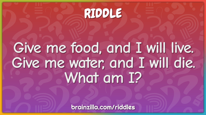 Give me food and i will live water die answer