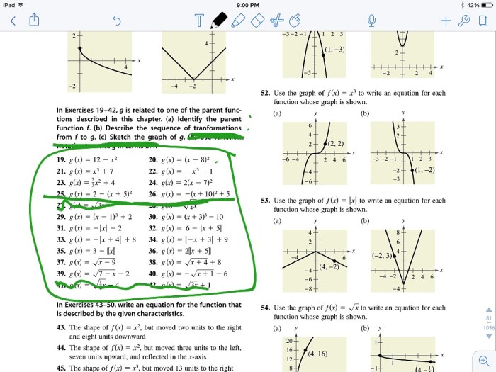 Unit 3 parent functions and transformations homework 1